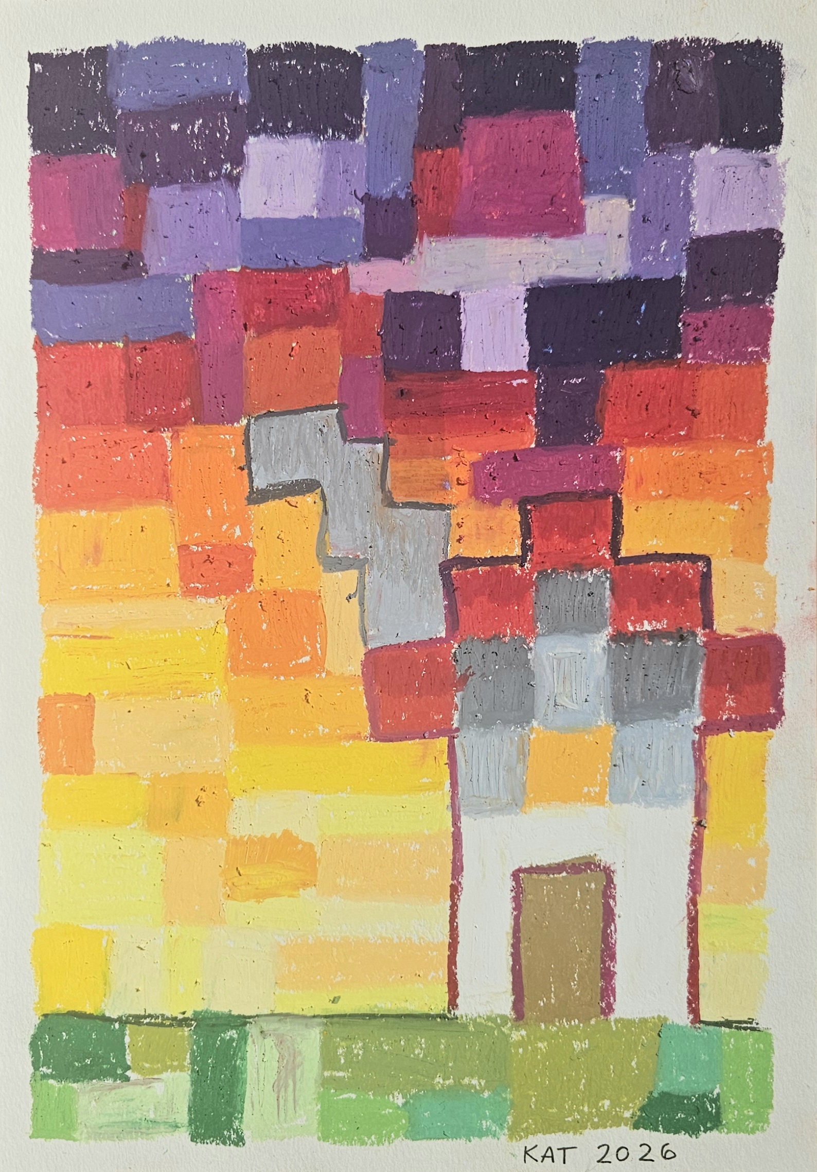 Oil Pastel Pixel House